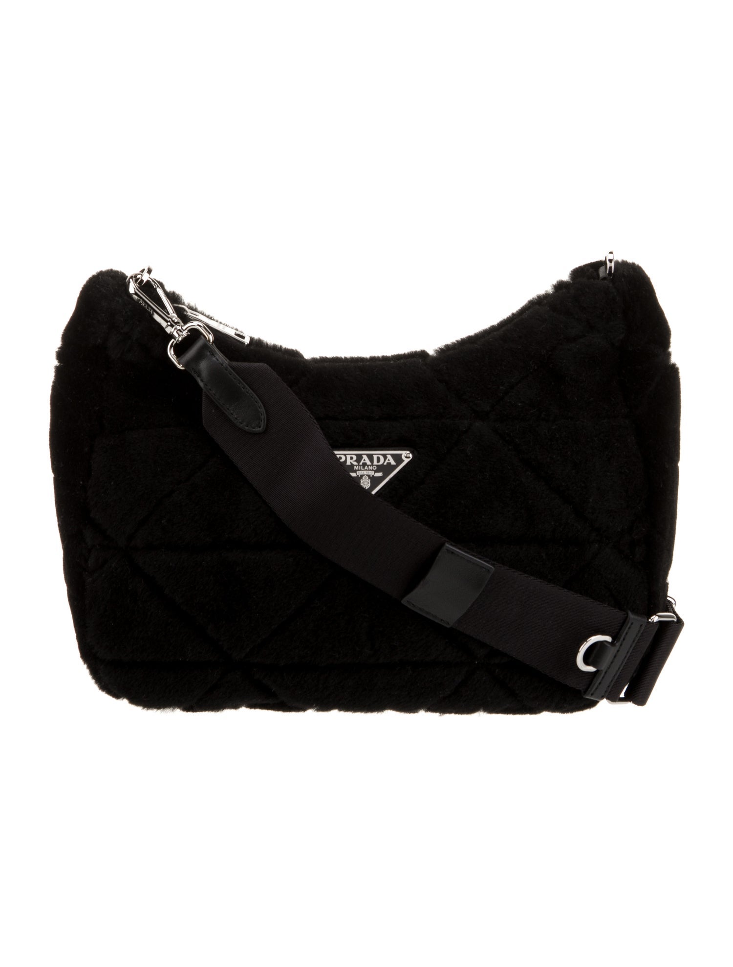 Prada Enameled Metal Triangle Messenger Bag